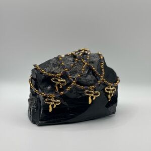 *ANKLET* Gold Bow with Purple Stretchy Anklet